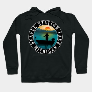 Beaver Station Lake Fishing Michigan Sunset Hoodie